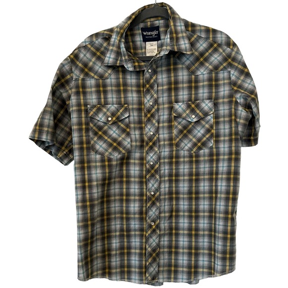 Wrangler Other - Wrangler Mens Western Short Sleeve Plaid Pearl Snap Shirt